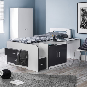 Kids Beds Cookie Black and White Childrens Cabin Bed COO101 by Julian Bowen