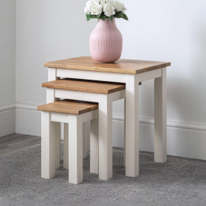 Coxmoor Nest Of 3 Tables - Ivory and Oak COX107